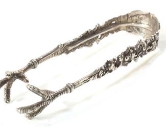Sterling Silver Rooster Claw Tongs, Germany