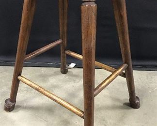 Vintage Adirondack Style Carved Wooden Barstool