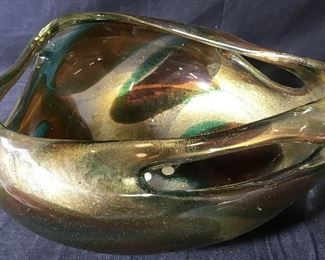 Abstract Art Glass Centerpiece Bowl