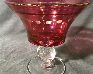 Trumpet Shaped Cranberry Art Glass Vessel