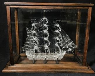 Hand Crafted Crystal Ship