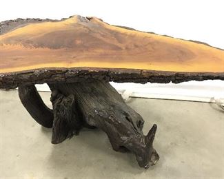 Organic Form Carved Wood Coffee Table