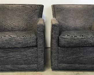 Pair A RUDIN Curved Swivel Arm Chairs