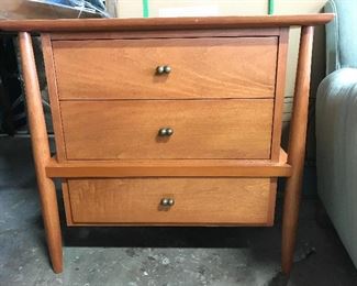 MCM Style 3 Drawer Wooden Side Table