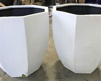 Pair White Toned Composite Planters
