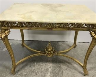 Antique Marble Topped Gilded Side Table