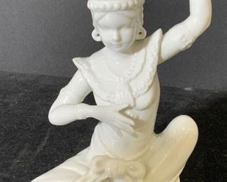 Vintage White Porcelain Temple Dancer Figural