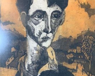Jack Bilander Signed A Head of Young Poet Etching