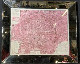 Map of Paris W Mirrored Frame