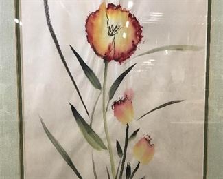 Nancy Gross Signed Watercolor Flowers