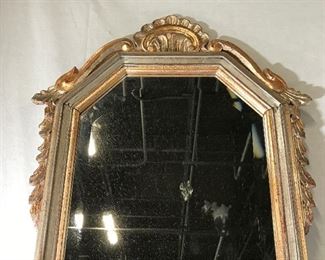 Tall Shelved Wood Frame Wall Mirror