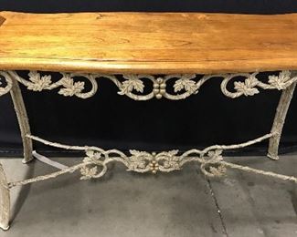Vintage Wood & Metal Console Table