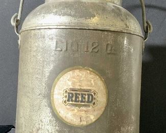Vintage Reed Galvanized Metal Milk Can
