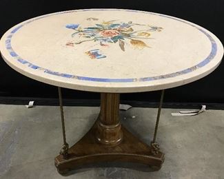 Vintage Marble Topped Pedestal Table