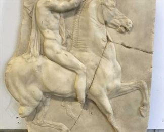 Medium Relief Equestrian Stone Sculpture