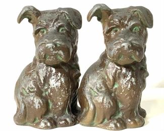 Pair Vintage Painted Iron Dog Figurals