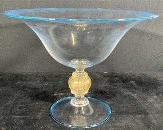 Vintage Murano Art Glass Pedestal Bowl