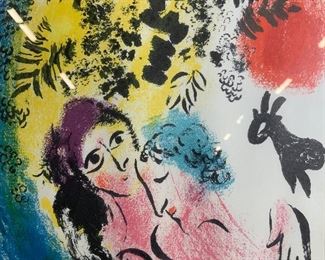 Marc Chagall Lovers with Red Sun Lithograph