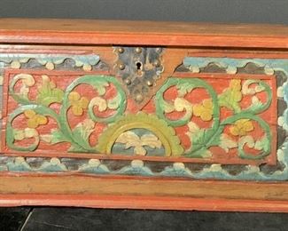 Decorative Antique Hand Painted & Carved Box