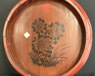 Signed Vintage Asian Lacquered Wooden Tray