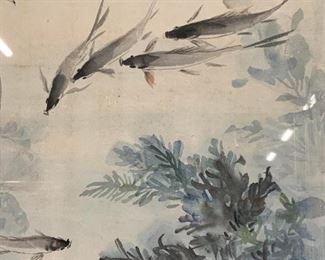 Chinese Painting of Fish Swimming
