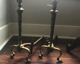 Early 1900’s French brass Louis Philippe andirons