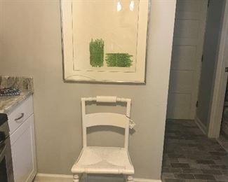 White Hitchcock chair
Original watercolor asparagus artwork