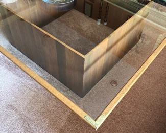 Mid century glass top coffee tabke