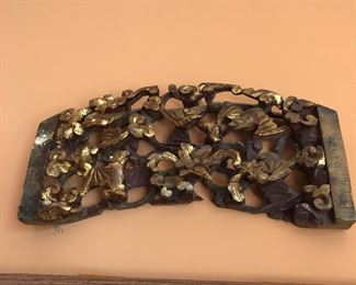 Chinese gold wood wall art antique