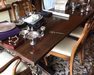 8 chairs and trestle table -
