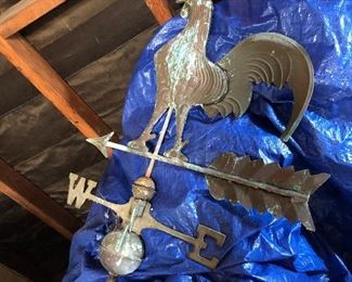 Fabulous Antique Weathervane Rooster - large!