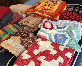 Hand made quilts - Drunkards Path, Grandmothers Flower Garden