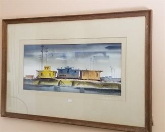 Reynold Weidenaar water color of train cars