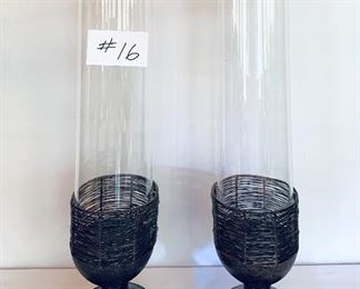 Pair of glass urns 25 inches tall $60