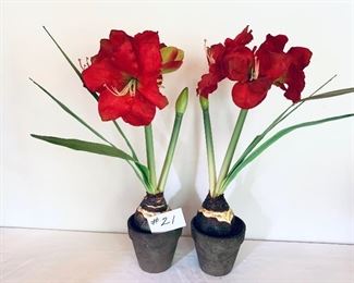 Pair of red florals 24 inches tall $22