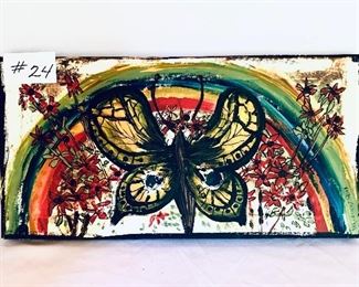 Rick Griffin butterfly oil/acrylic on canvas 24 inches wide by 12 inches tall $250