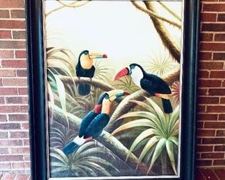 #25- Large toucan art on canvas 43 inches wide by 57 inches tall $199
