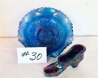 30A- Carnival glass shoe 4 inches $20
30B- Carnival glass bowl 7 inches $20(SOLD)