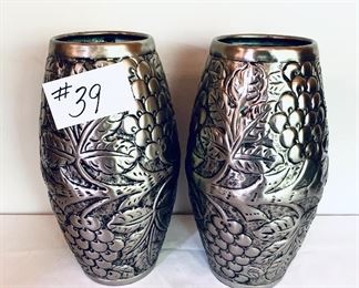 Pair of metal vases 13 inches tall $39