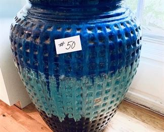 Extra large blue pot/planter 24 inches wide by 32 inches tall $160
