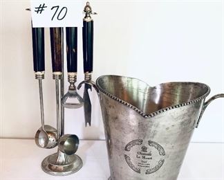 Bar utensils and ice bucket set $25