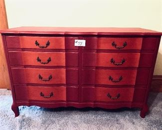 Red vintage Harmony House dresser French style 
54 inches wide by 20 inches deep by 33.5 inches tall $300