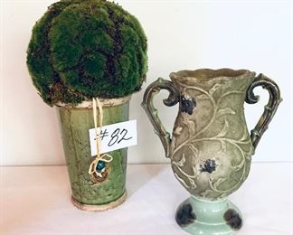 Buyers choice green vase/green urn 
$16 each
15 inches tall, 10 inches tall