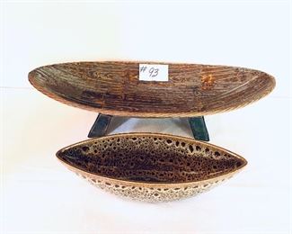 Buyers choice 
ceramic dish 14 inches long, metal dish 24 inches long $18 each