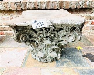 Plaster garden pedestal 
see photos for wear 19 inches wide by 17 inches tall $55