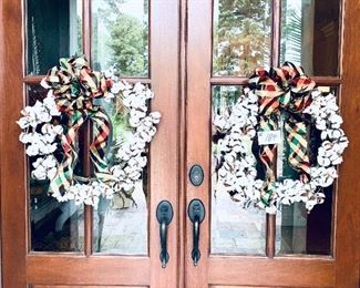 Pair of cotton Wreaths 20 inches wide $65