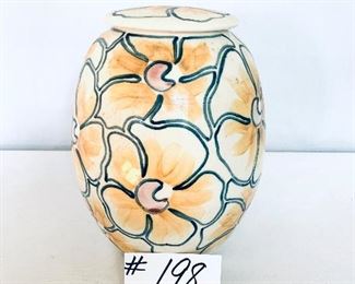 Skip Allen/Springwood Pottery
Floral covered jar 10 inches tall $125