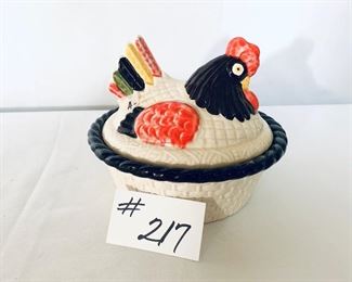 Vintage casserole dish chicken design 9 inches wide $22