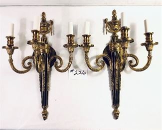 Vintage pair of brass sconces 13 inches wide by 20.5 inches tall $175