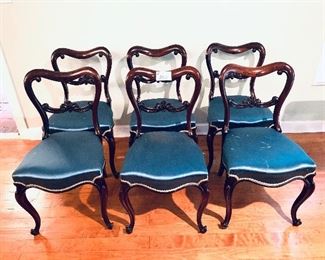 321B- Six antique dining chairs 17 inches wide seat height is 17.5 inches tall $300 (seats need to be cleaned or recovered)
